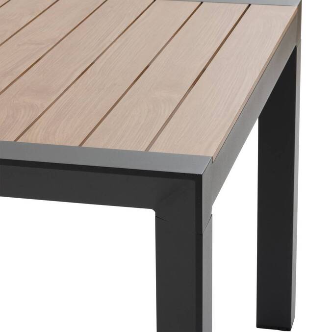 Mesa de jardim ÉVASION efeito madeira Honey / Graphite 8 lugares - Alumínio tratado com epóxi, Ripas de alumínio efeito madeira Efeito madeira Honey / Grafite