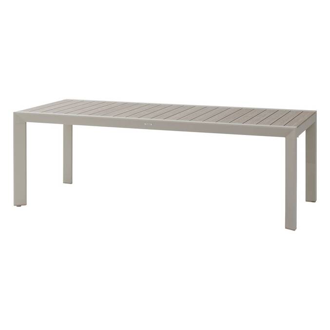 Mesa de jardim ÉVASION Efeito madeira Linho / Argila 8 lugares - Alumínio tratado com epóxi, Ripas de alumínio efeito madeira Efeito madeira Linho / Argila