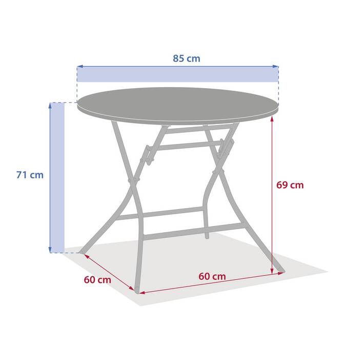 Mesa de jardim redonda dobrável GREENSBORO Verde oliva 4 lugares - Aço tratado com epóxi, Tratamento antiferrugem reforçado Verde-oliva