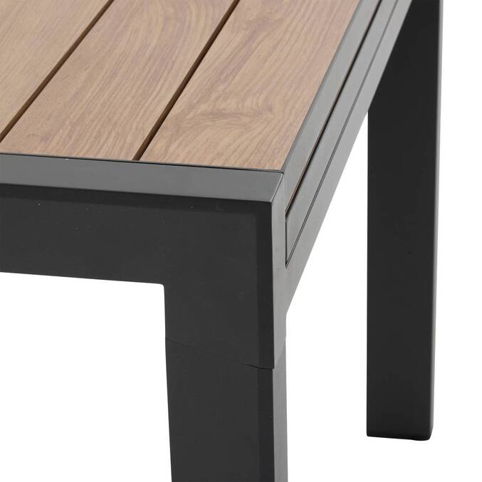 Mesa de jardim extensível deslizante ÉVASION Efeito madeira Honey / Graphite 10 lugares - Alumínio tratado com epóxi, Ripas de alumínio efeito madeira Efeito madeira Honey / Grafite
