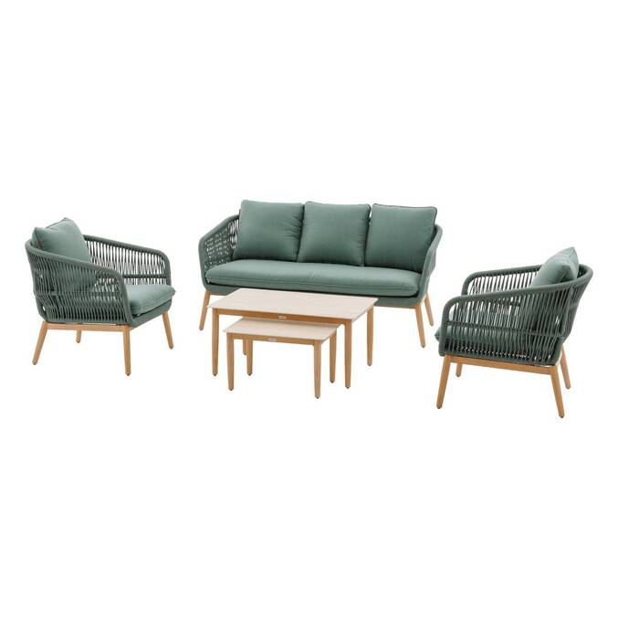 Conjunto de jardim ORISSA Verde oliva 5 lugares - Aço com tratamento epóxi, Poliéster Verde-oliva
