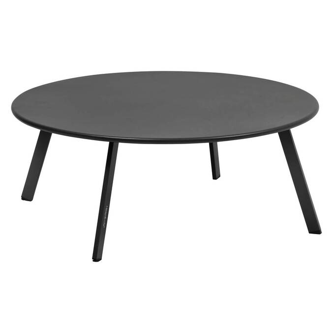 Mesa auxiliar de jardim redonda SAONA Grafite D. 90 cm - Aço tratado com epóxi, Tratamento antiferrugem reforçado Grafite