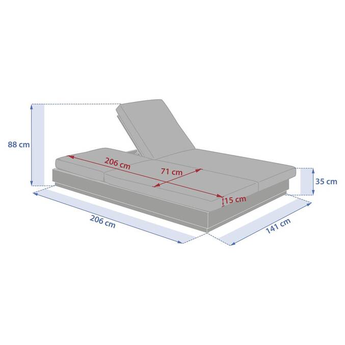 Cama de piscina ALLURE Grafite Alumínio tratado com epóxi, Poliéster3500