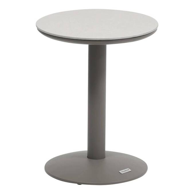 Mesa auxiliar de jardim redonda SOLETIA Café 40 x 40 x 50 cm - Aço Café