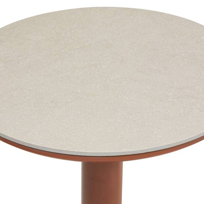 Mesa auxiliar de jardim redonda SOLETIA Mogno 40 x 40 x 50 cm - Aço Mogno