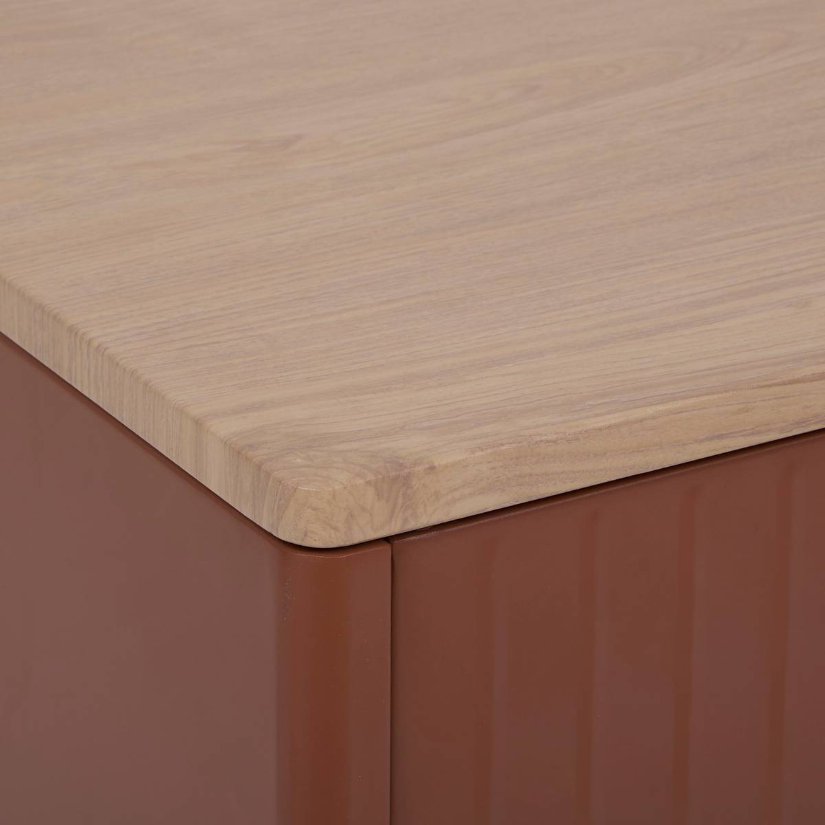 Aparador de jardim IRONIA Mogno 90 x 45 x 86 cm - Aço galvanizado, Tratamento antiferrugem reforçado Mogno