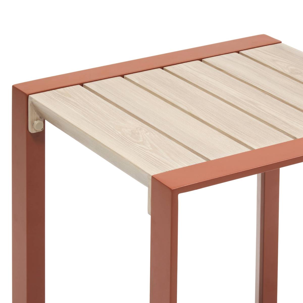 Mesa auxiliar de jardim quadrada ALLURE Linho / Mogno 44 x 44 x 55 cm - Aço, Alumínio, Tratamento anti-ferrugem Linho / Mogno
