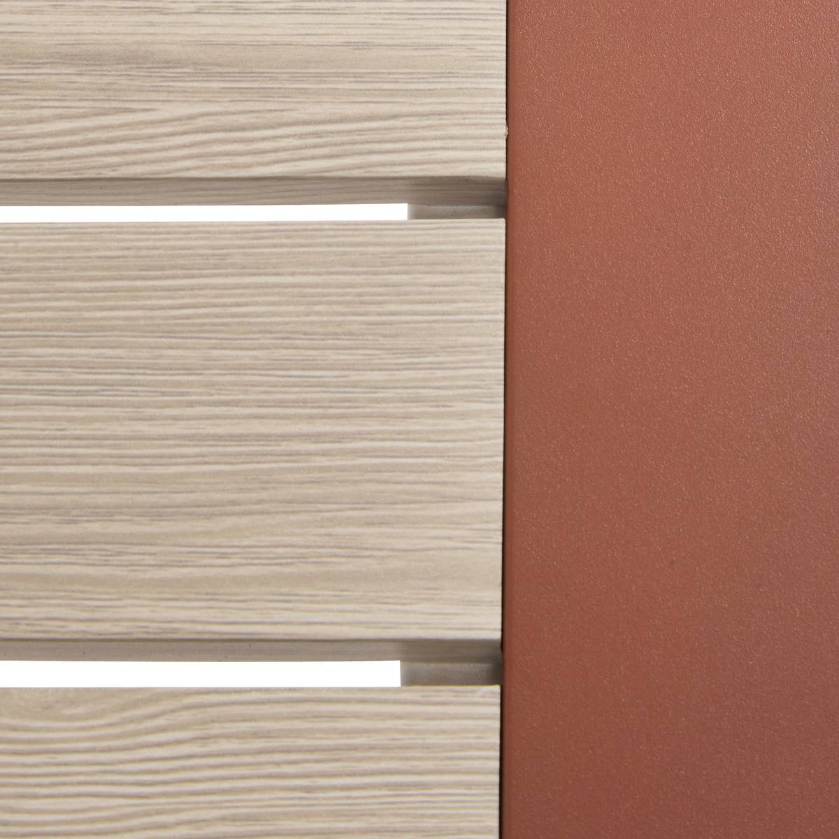 Mesa auxiliar de jardim quadrada ALLURE Linho / Mogno 44 x 44 x 55 cm - Aço, Alumínio, Tratamento anti-ferrugem Linho / Mogno