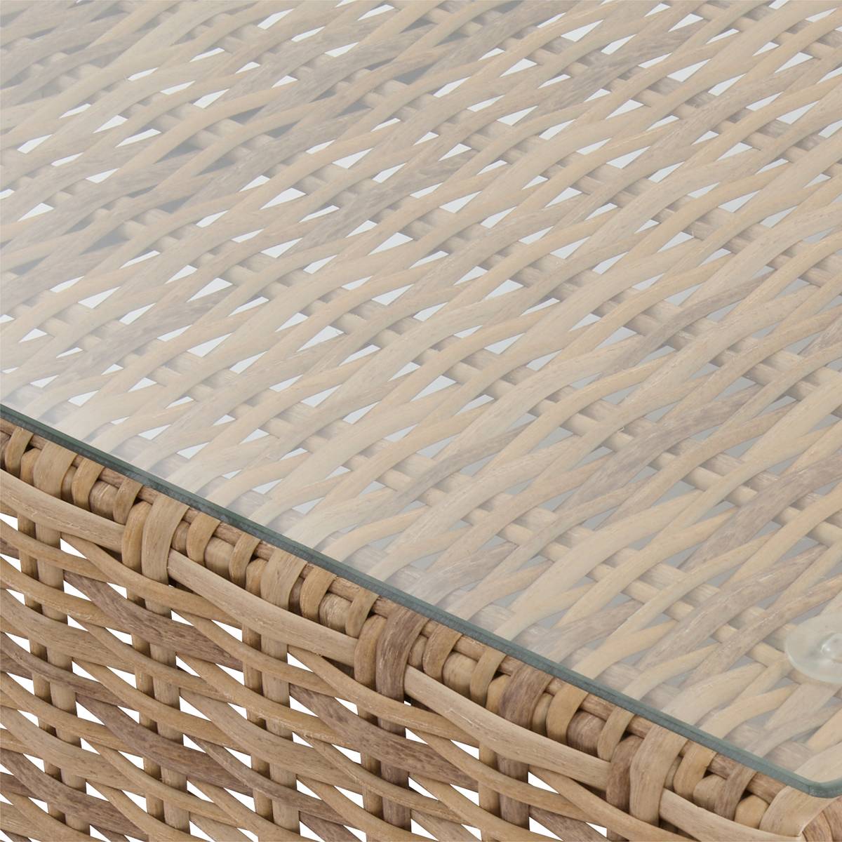 Mesa de centro de jardim retangular MOORÉA Savana 72 x 36 x 90 cm - Alumínio tratado com epóxi, Vidro Savana