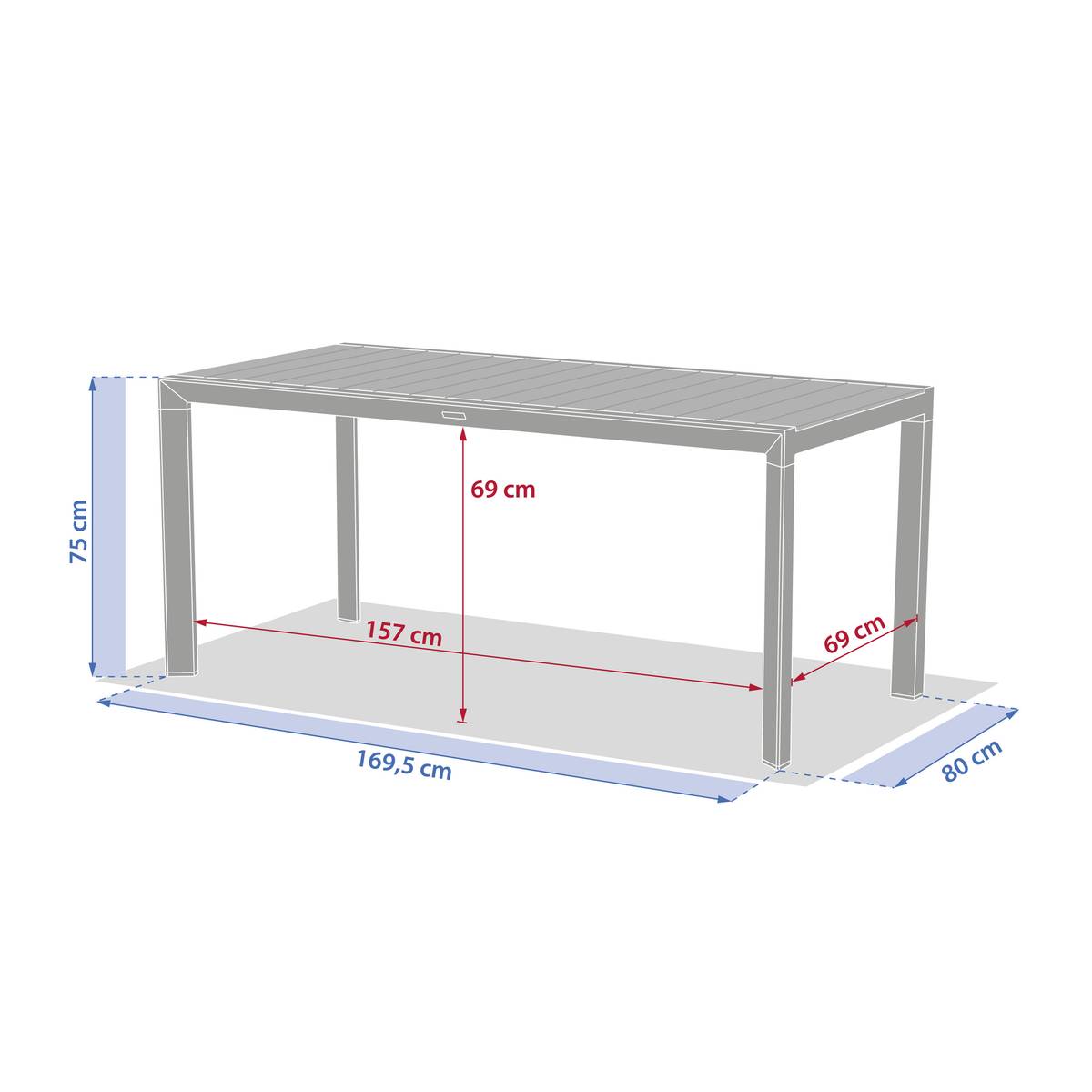 Mesa de jardim retangular ÉVASION Linho / Verde louro 6 lugares - Alumínio tratado com epóxi Linho / Louro