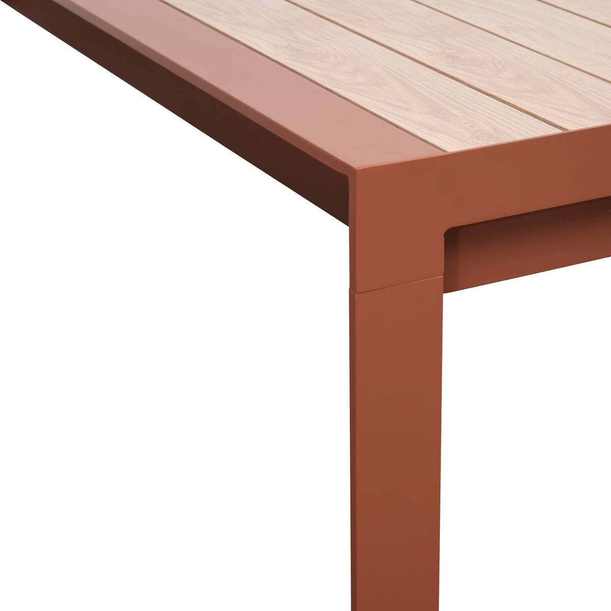 Mesa de jardim retangular extensível ÉVASION efeito madeira Honey / Mogno 10 lugares - Alumínio tratado com epóxi Efeito madeira Honey / Mogno