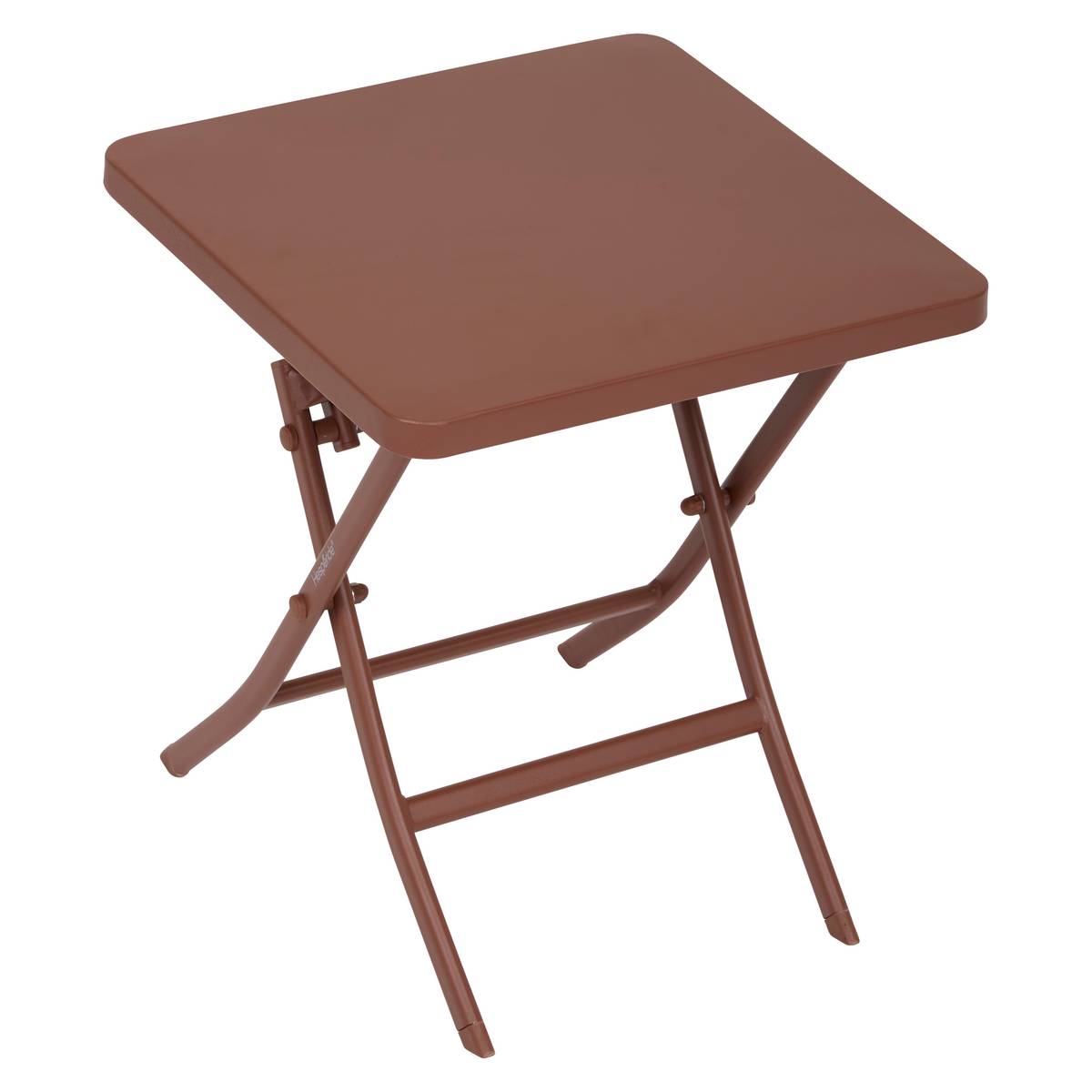 Mesa auxiliar de jardim dobrável quadrada GREENSBORO Mogno 40 x 40 cm - Aço, Tratamento antiferrugem reforçado Mogno