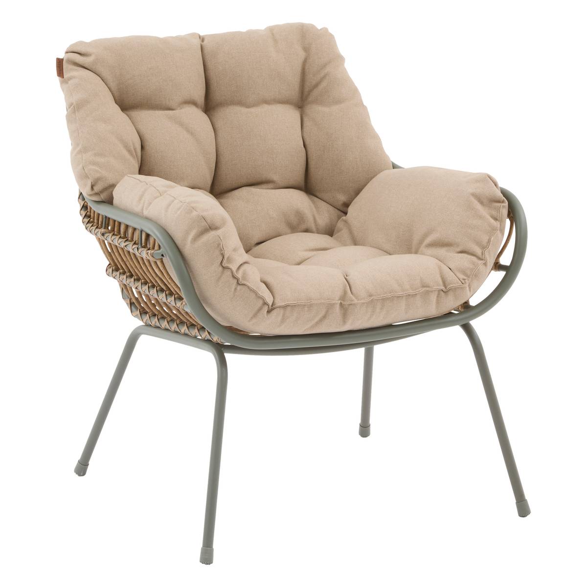 Conjunto de sala duo PAOPAO Bege / Verde louro 2 lugares - Aço tratado com epóxi, Tratamento antiferrugem reforçado, Poliéster Bege / Verde louro