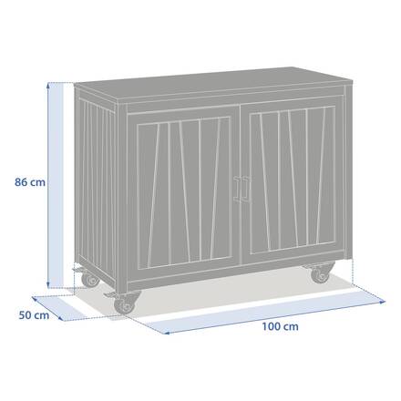 Módulo 2 portas com rodízios para cozinha de verão LODGIA Bege 100 x 86 x 50 cm - aço, alumínio, acácia certificada FSC®