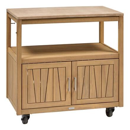 Módulo 2 portas com rodízios para cozinha de verão LODGIA Bege 87 x 86 x 50 cm - Aço, Alumínio, Acácia certificada FSC®
