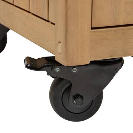 Módulo 2 portas com rodízios para cozinha de verão LODGIA Bege 87 x 86 x 50 cm - Aço, Alumínio, Acácia certificada FSC®