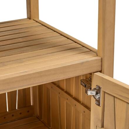 Módulo 2 portas com rodízios para cozinha de verão LODGIA Bege 87 x 86 x 50 cm - Aço, Alumínio, Acácia certificada FSC®