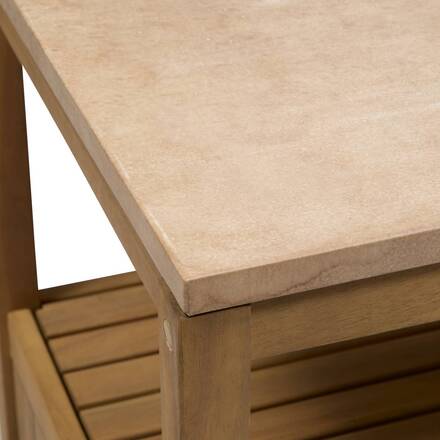 Módulo 2 portas com rodízios para cozinha de verão LODGIA Bege 87 x 86 x 50 cm - Aço, Alumínio, Acácia certificada FSC®