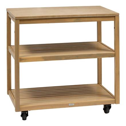 Módulo com rodízios e prateleiras para cozinha de verão LODGIA Bege 87 x 86 x 50 cm - Aço, Alumínio, Acácia certificada FSC®