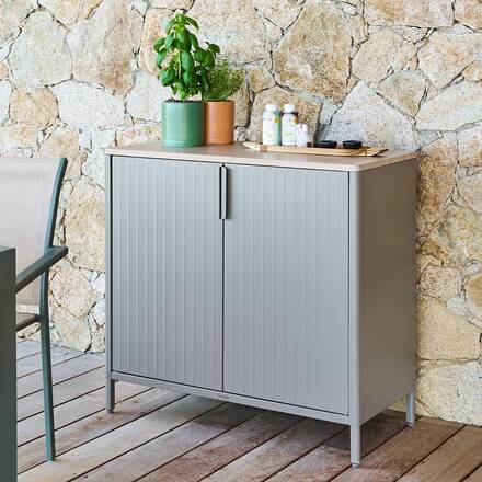 Aparador de jardim IRONIA Café 90 x 45 x 86 cm - Aço galvanizado, Tratamento antiferrugem reforçado