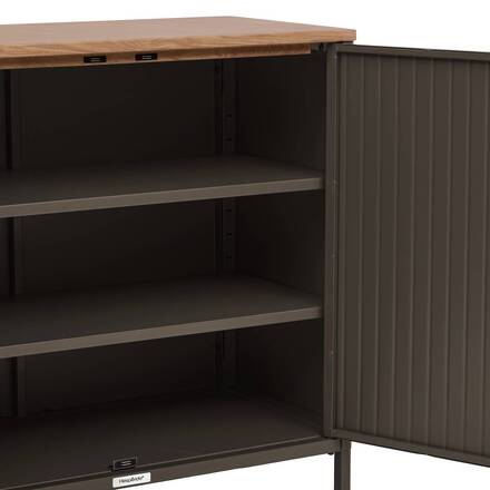 Aparador de jardim IRONIA Café 90 x 45 x 86 cm - Aço galvanizado, Tratamento antiferrugem reforçado