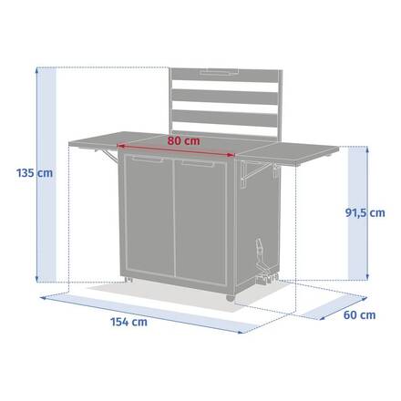 Carrinho de jardim para plancha OXYANA Grafite 154 x 134 x 60 cm - Aço galvanizado, Tratamento antiferrugem reforçado