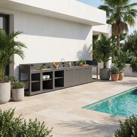 Módulo com prateleira para cozinha de verão OXYANA Grafite 110 x 60 x 80 cm - Aço galvanizado, Tratamento antiferrugem reforçado