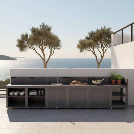 Módulo com prateleira para cozinha de verão OXYANA Grafite 110 x 60 x 80 cm - Aço galvanizado, Tratamento antiferrugem reforçado