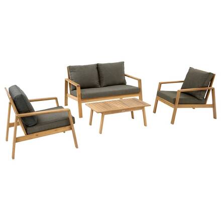 Conjunto de jardim TIWI Cinza / Acácia 4 lugares - Acácia certificada FSC®