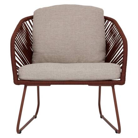Conjunto de jardim BELANO Mogno 5 lugares - Aço tratado com epóxi, Tratamento antiferrugem reforçado, Olefina