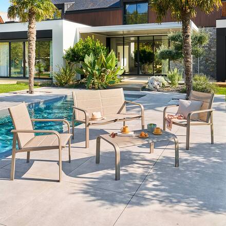 Conjunto de jardim PIAZZA Café 4 lugares - Alumínio tratado com epóxi, Texaline