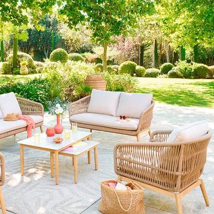Sofá de jardim ORISSA Taupe 2 lugares - Poliéster, Aço