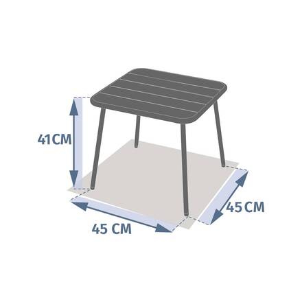 Mesa de centro de jardim quadrada PHUKET Verde louro 45 x 45 cm - Aço tratado com epóxi, Tratamento antiferrugem reforçado