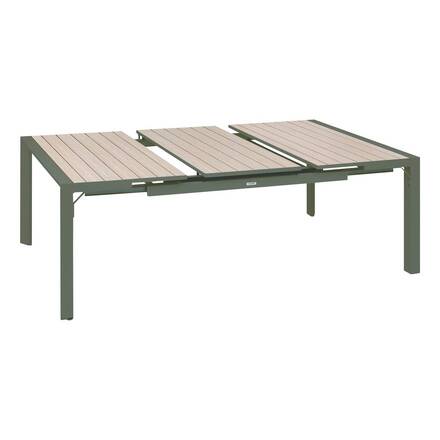 Mesa de jardim retangular extensível ÉVASION Linho / Verde louro 10 lugares - Alumínio tratado com epóxi