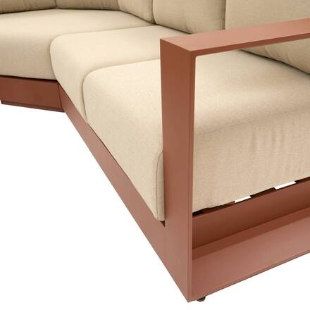 Conjunto de jardim com sofá de canto ALLURE Bege / Mogno 5 lugares - Alumínio tratado com epóxi, Poliéster