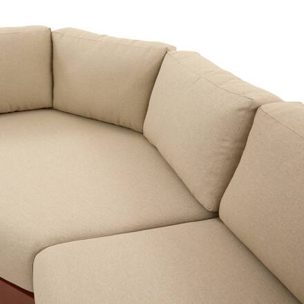 Conjunto de jardim com sofá de canto ALLURE Bege / Mogno 5 lugares - Alumínio tratado com epóxi, Poliéster