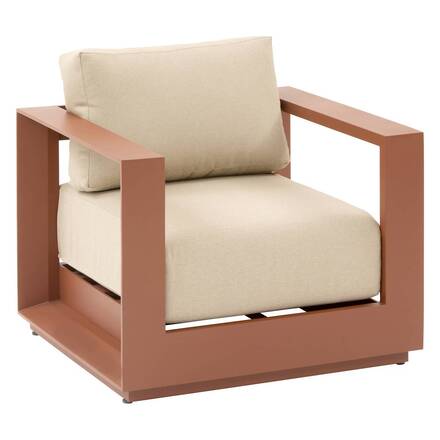 Conjunto de jardim rotativo ALLURE Bege / Mogno 5 lugares - Alumínio tratado com epóxi, Poliéster