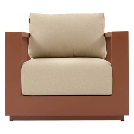 Conjunto de jardim rotativo ALLURE Bege / Mogno 5 lugares - Alumínio tratado com epóxi, Poliéster