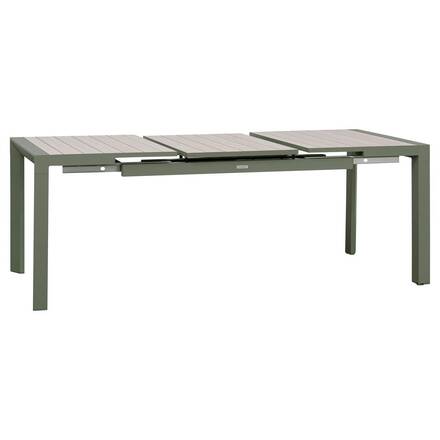Mesa de jardim retangular extensível ÉVASION Linho / Verde louro 8 lugares - Alumínio tratado com epóxi