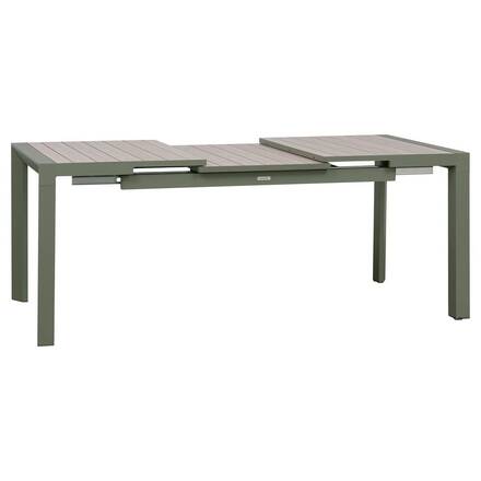 Mesa de jardim retangular extensível ÉVASION Linho / Verde louro 8 lugares - Alumínio tratado com epóxi