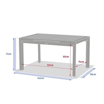 Mesa de jardim retangular extensível ÉVASION Linho / Verde louro 8 lugares - Alumínio tratado com epóxi