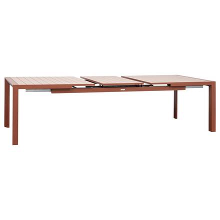 Mesa de jardim retangular extensível ÉVASION efeito madeira Honey / Mogno 10 lugares - Alumínio tratado com epóxi