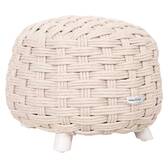 Pufe de jardim redondo OBBAE Bege linho 48,5 x 48,5 x 38 cm - Alumínio tratado com epóxi, Poliéster, Texaline Bege linho