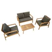 Conjunto de jardim TIWI Cinza / Acácia 4 lugares - Acácia certificada FSC® Cinza / Acácia