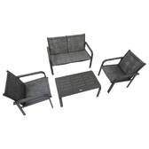 Conjunto de jardim PIAZZA Graphite 4 lugares - Alumínio tratado com epóxi, Texaline Grafite