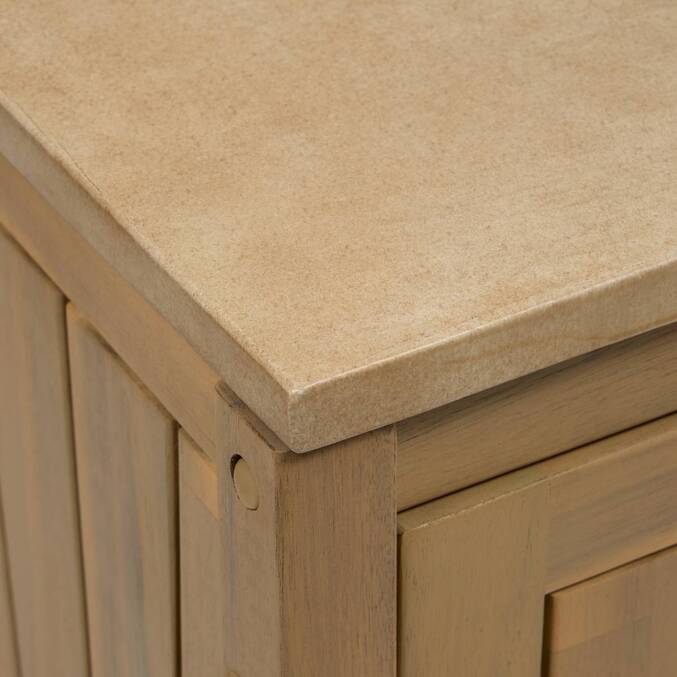 Módulo 2 portas com rodízios para cozinha de verão LODGIA Bege 100 x 86 x 50 cm - aço, alumínio, acácia certificada FSC® Acácia