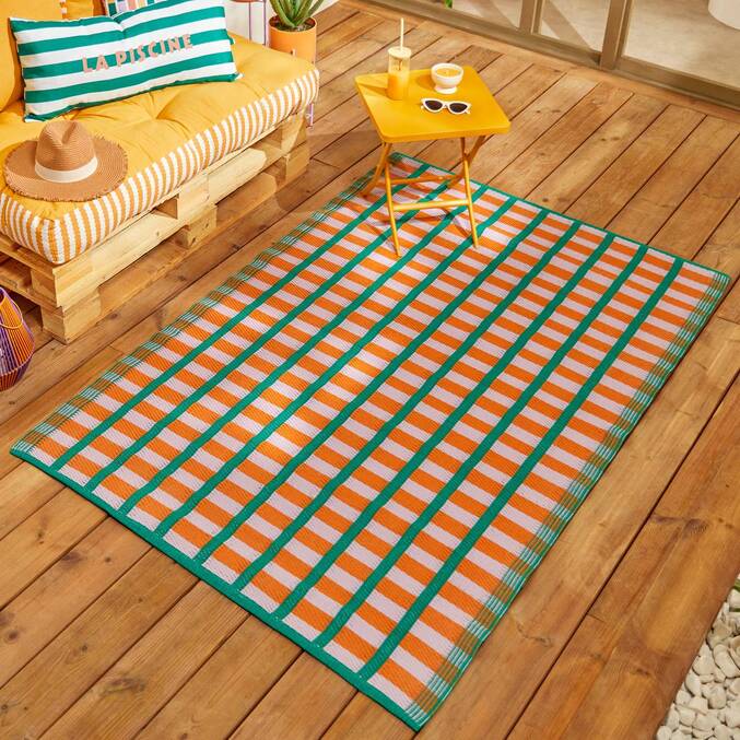 Almofada de chão para exterior retangular POOLSIDE Amarela 120 x 80 cm - Algodão Amarelo