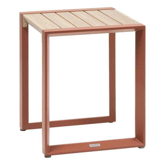 Mesa auxiliar de jardim quadrada ALLURE Linho / Mogno 44 x 44 x 55 cm - Aço, Alumínio, Tratamento anti-ferrugem Linho / Mogno
