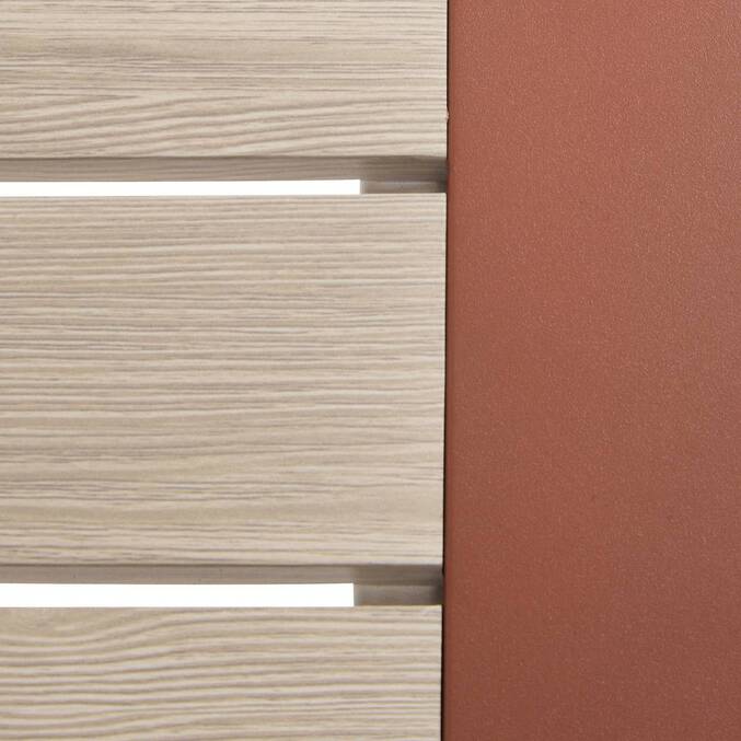 Mesa auxiliar de jardim quadrada ALLURE Linho / Mogno 44 x 44 x 55 cm - Aço, Alumínio, Tratamento anti-ferrugem Linho / Mogno