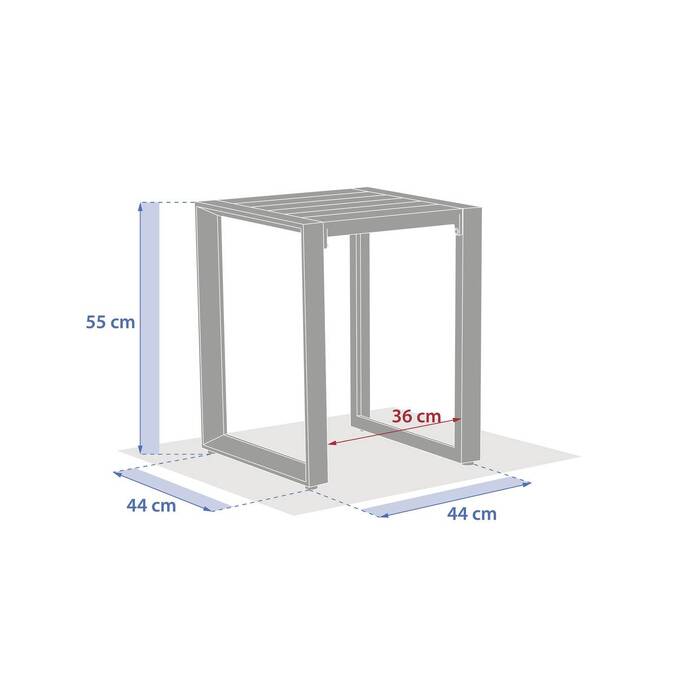 Mesa auxiliar de jardim quadrada ALLURE Linho / Mogno 44 x 44 x 55 cm - Aço, Alumínio, Tratamento anti-ferrugem Linho / Mogno